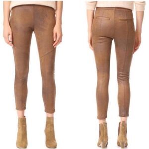 Free People Never Let Go Brown Faux Suede Leather Leggings in Tan  Size 27